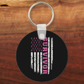 Borstkanker Bewustmaking Roze Ribbon Survivor Amer Sleutelhanger (Voorkant)