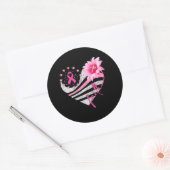 Borstkanker Bewustmaking Sun Flower Faith Bling Ronde Sticker (Envelop)