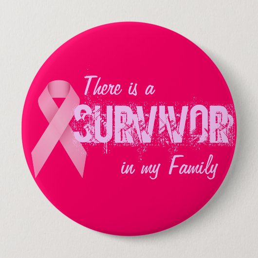 Borstkanker Bewustmaking - Survivor Button (Voorkant)