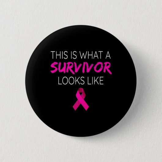 Borstkanker Bewustmaking Survivor-roze lint Ronde Button 5,7 Cm (Voorkant)