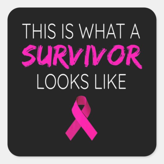 Borstkanker Bewustmaking Survivor-roze lint Vierkante Sticker (Voorkant)