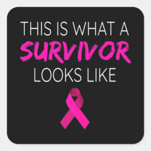 Borstkanker Bewustmaking Survivor-roze lint Vierkante Sticker