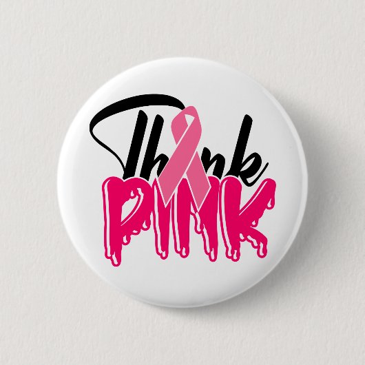 Borstkanker Bewustmaking Vochtiger roze lint Butto Ronde Button 5,7 Cm (Voorkant)