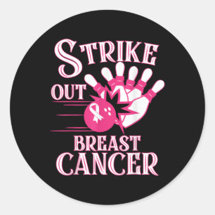 Borstkanker - Bewustmaking voor Bowling Strike Out Ronde Sticker