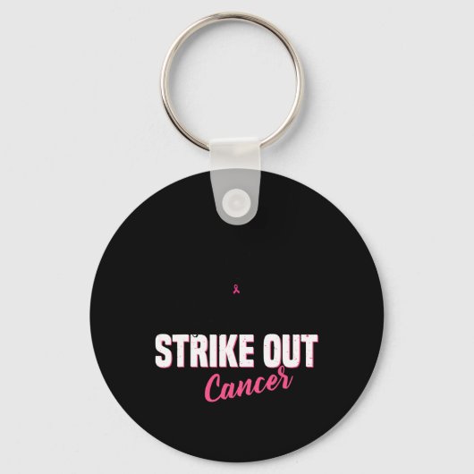 Borstkanker - Bewustmaking voor Bowling Strike Out Sleutelhanger (Voorkant)
