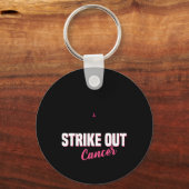 Borstkanker - Bewustmaking voor Bowling Strike Out Sleutelhanger (Voorkant)