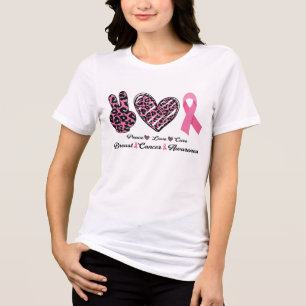 Borstkanker Bewustmaking Vredesliefhebber Roze Tri-Blend Shirt