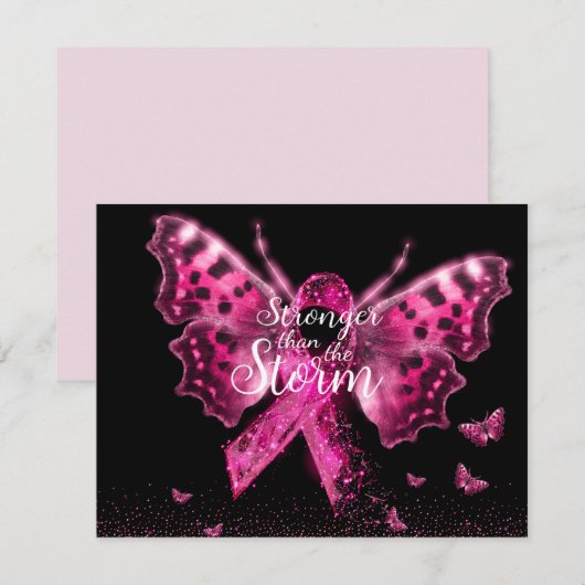 Borstkanker - Bewustmakings Butterfly Quote Notitiekaartje (Voorkant / Achterkant)