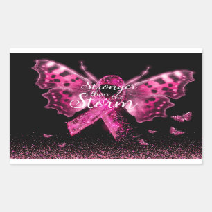Borstkanker - Bewustmakings Butterfly Quote Rechthoekige Sticker