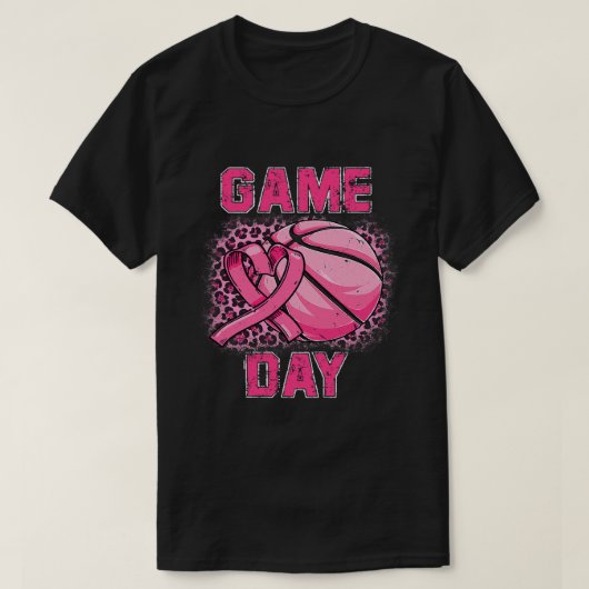 Borstkanker Bewustmakingsdag Roze Basketball S T-shirt (Design voorkant)