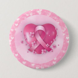 Borstkanker Bewustmakingshart Maand Heart Ronde Button 7,6 Cm