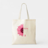 Borstkanker Bewustmakingsmaand Bloemroze lint W Tote Bag (Achterkant)