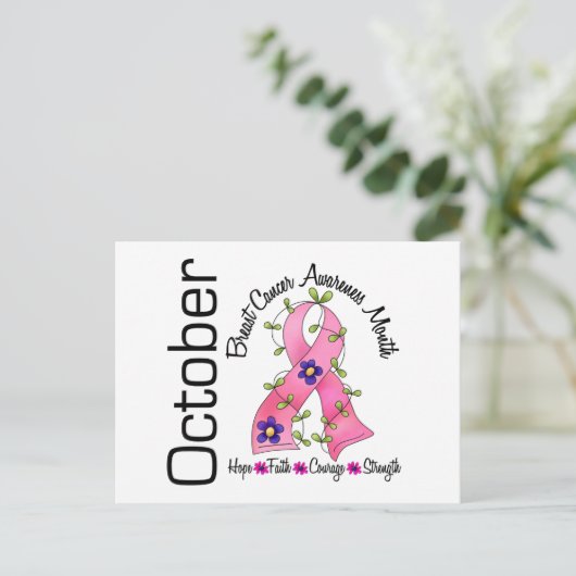 Borstkanker Bewustmakingsmaand Lint 1 Briefkaart (Staand voorkant)