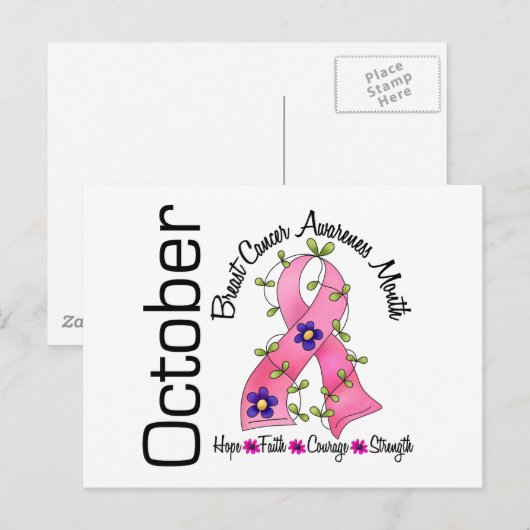 Borstkanker Bewustmakingsmaand Lint 1 Briefkaart (Voorkant / Achterkant)