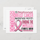 Borstkanker Bewustmakingsmaand Lint I2 1,5 Briefkaart (Voorkant / Achterkant)