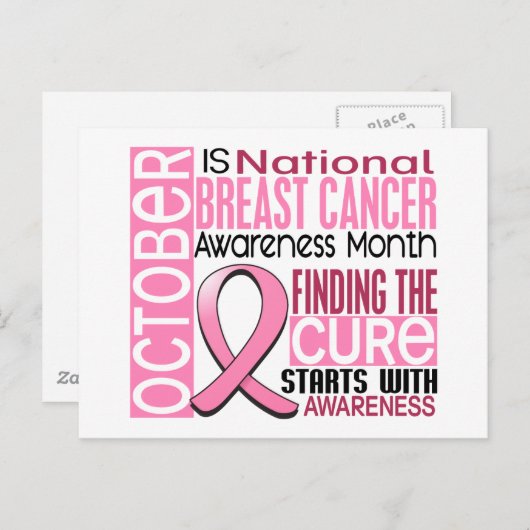 Borstkanker Bewustmakingsmaand Lint I2 1,5 Briefkaart (Voorkant / Achterkant)