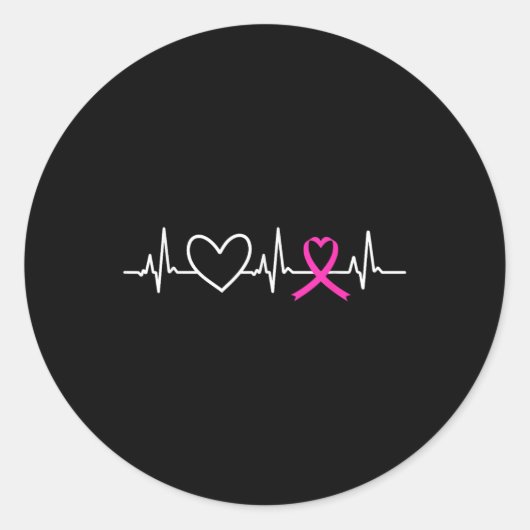 Borstkanker Bewustmakingsmaand Roze lint Heartbea Ronde Sticker (Voorkant)