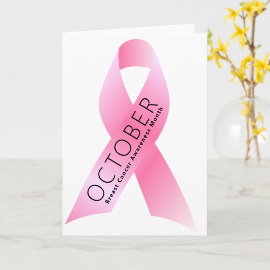 Borstkanker Bewustmakingsmaand Roze lint Kaart (Gele Bloem)