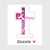 Borstkanker Bewustmakingsroze Cross-Christelijk Sticker (Vel)