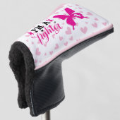 Borstkanker bewustmakingsroze lint golfheadcover (3/4 voorkant)