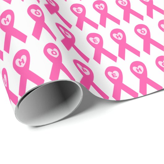 Borstkanker Bewustmakingsroze lint HOPE-ontwerp. Cadeaupapier (Rol Hoek)