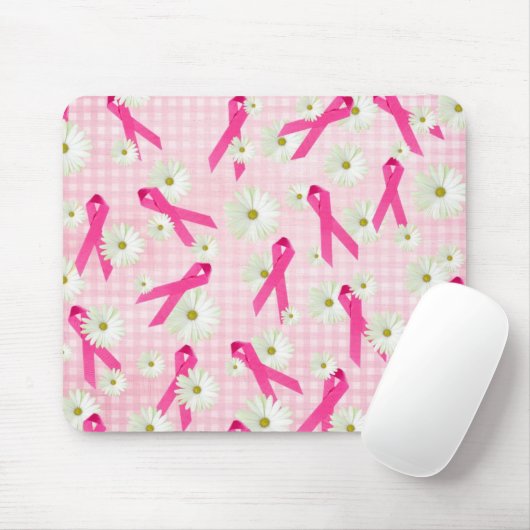 Borstkanker Bewustmakingsroze linten Muismat (Met muis)