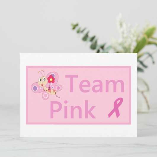 Borstkanker Bewustmakingsroze lintnodigt uit Kaart (Staand voorkant)