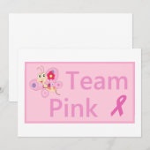 Borstkanker Bewustmakingsroze lintnodigt uit Kaart (Voorkant / Achterkant)