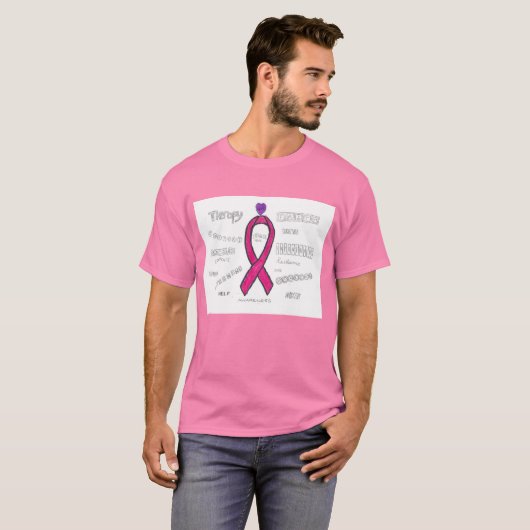 Borstkanker Bewustmakingsroze T-shirt (Voorkant volledig)
