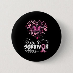Borstkanker Bewustmakingsroze vlinderhart Ik ben e Ronde Button 5,7 Cm