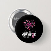 Borstkanker Bewustmakingsroze vlinderhart Ik ben e Ronde Button 5,7 Cm (Voorkant /achterkant)