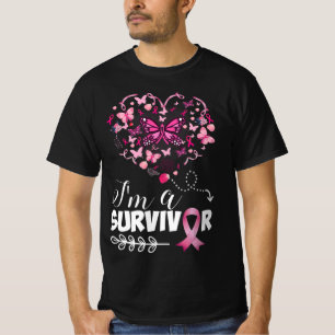 Borstkanker Bewustmakingsroze vlinderhart Ik ben e T-shirt