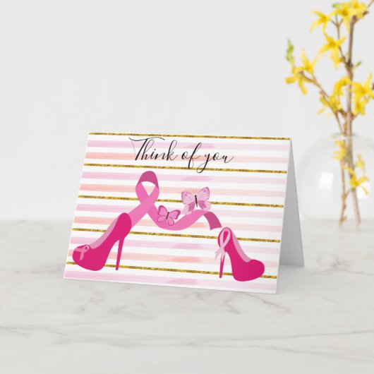 Borstkanker Bewustwording Roze lint denkt aan u Kaart (Gele Bloem)