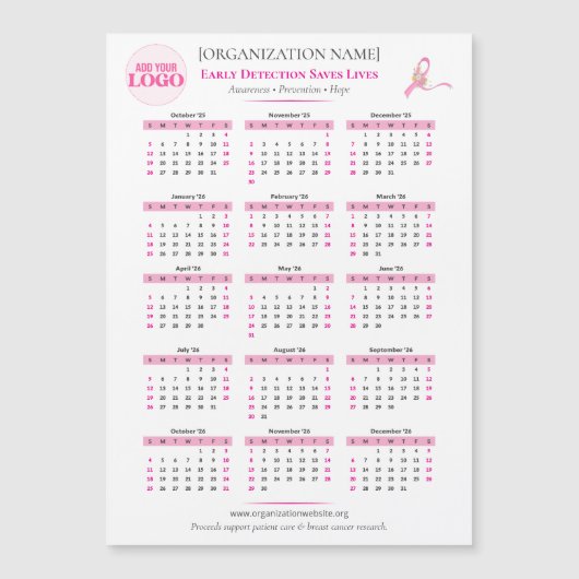 Borstkanker Bewustzijn 15-Maand W Ribbon Kalender (Voorkant)