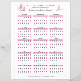 Borstkanker Bewustzijn 15-Maand W Ribbon Kalender Flyer