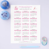 Borstkanker Bewustzijn 15-Maand W Ribbon Kalender Flyer (Enkel)