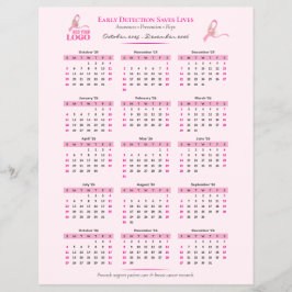 Borstkanker Bewustzijn 15-maanden lintkalender Flyer
