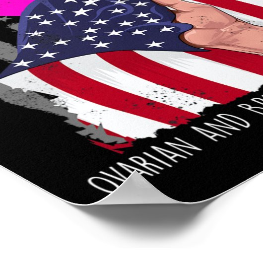 Borstkanker Bewustzijn Amerikaanse vlag lint Poster (Hoek)