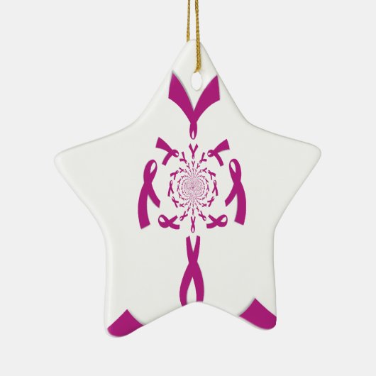 Borstkanker Bewustzijn Art Print Keramisch Ornament (Rechts)