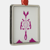 Borstkanker Bewustzijn Art Print Metalen Ornament (Rechts)