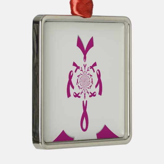 Borstkanker Bewustzijn Art Print Metalen Ornament (Rechts)