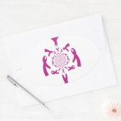 Borstkanker Bewustzijn Art Print Ovale Sticker (Envelop)