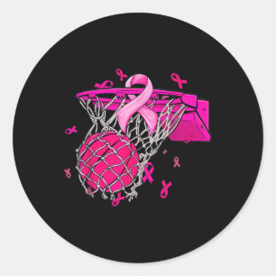 Borstkanker Bewustzijn Basketbal Roze Ribbon Spo Ronde Sticker