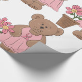 Borstkanker Bewustzijn Beer in roze jurk Cadeaupapier (Hoek)