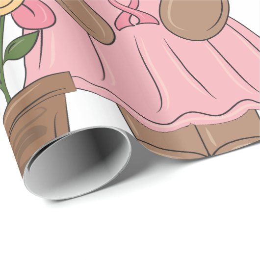 Borstkanker Bewustzijn Beer in roze jurk Cadeaupapier (Rol Hoek)