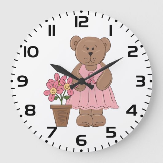 Borstkanker Bewustzijn Beer in roze jurk Grote Klok (Voorkant)