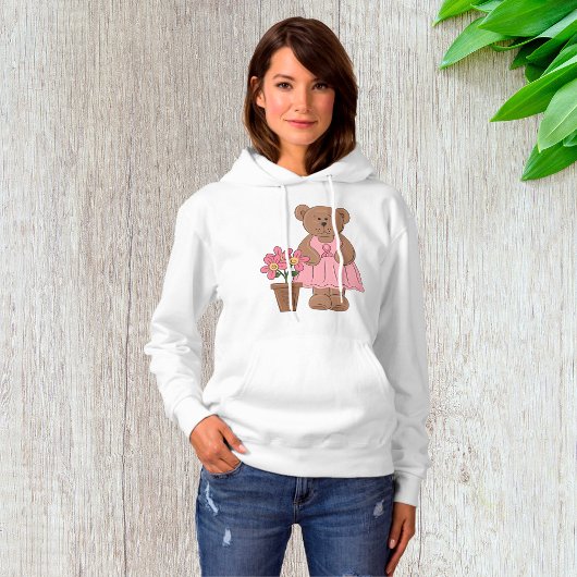 Borstkanker Bewustzijn Beer in roze jurk Hoodie