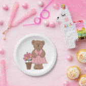 Borstkanker Bewustzijn Beer in roze jurk Papieren Bordje (Feest)
