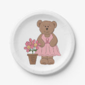 Borstkanker Bewustzijn Beer in roze jurk Papieren Bordje (Voorkant)