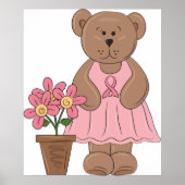 Borstkanker Bewustzijn Beer in roze jurk Poster (Voorkant)